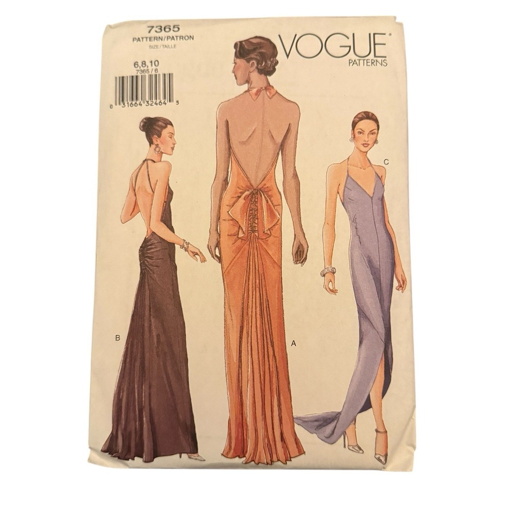 HTF Vintage Factory Folded Sewing Pattern Vogue 7365 Gown Size 6-8-10